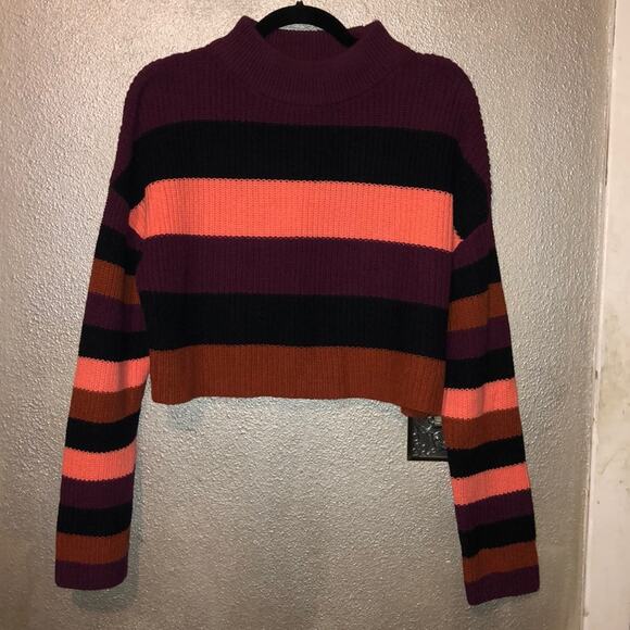 Express Preppy Academia Y2K Color Block Stripe Long Sleeve Sweater Small - Picture 1 of 9